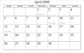 April 2009 Calendar