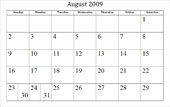 August 2009 Calendar