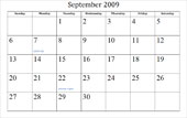 September 2009 Calendar
