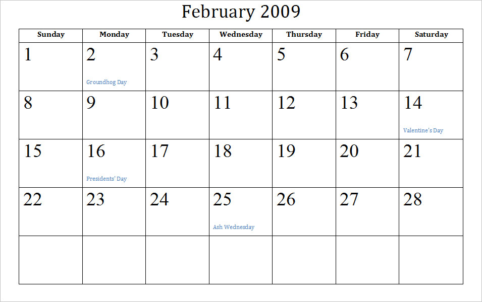 2011 february calendar template. February 2011 Calendar