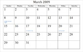 March 2011 Calendar