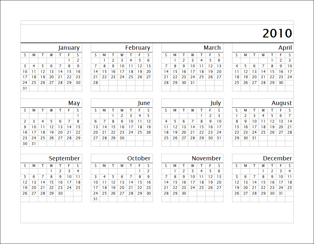 Blank School Calendar Template 2011