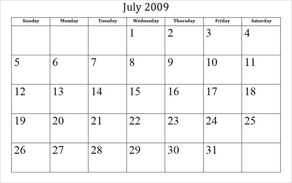 Printable January Calendar