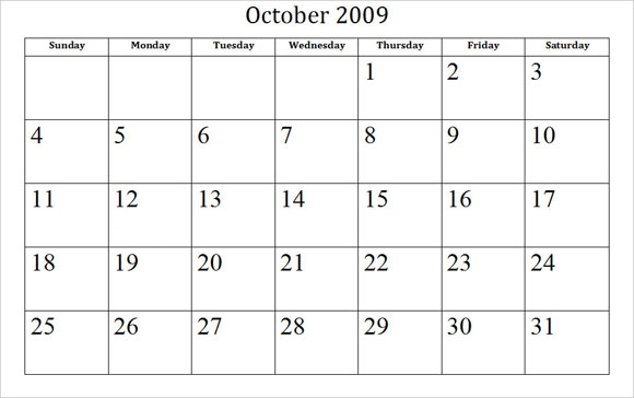 Printable October Calendar