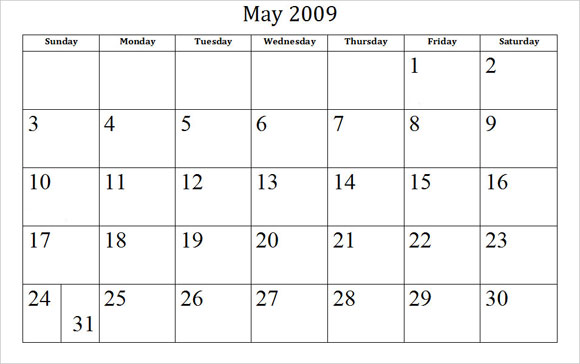 Printable May Calendar