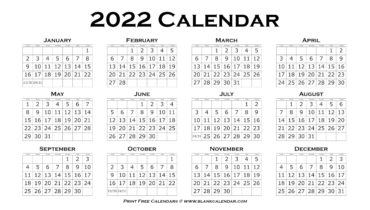 2022 Calendar Landscape