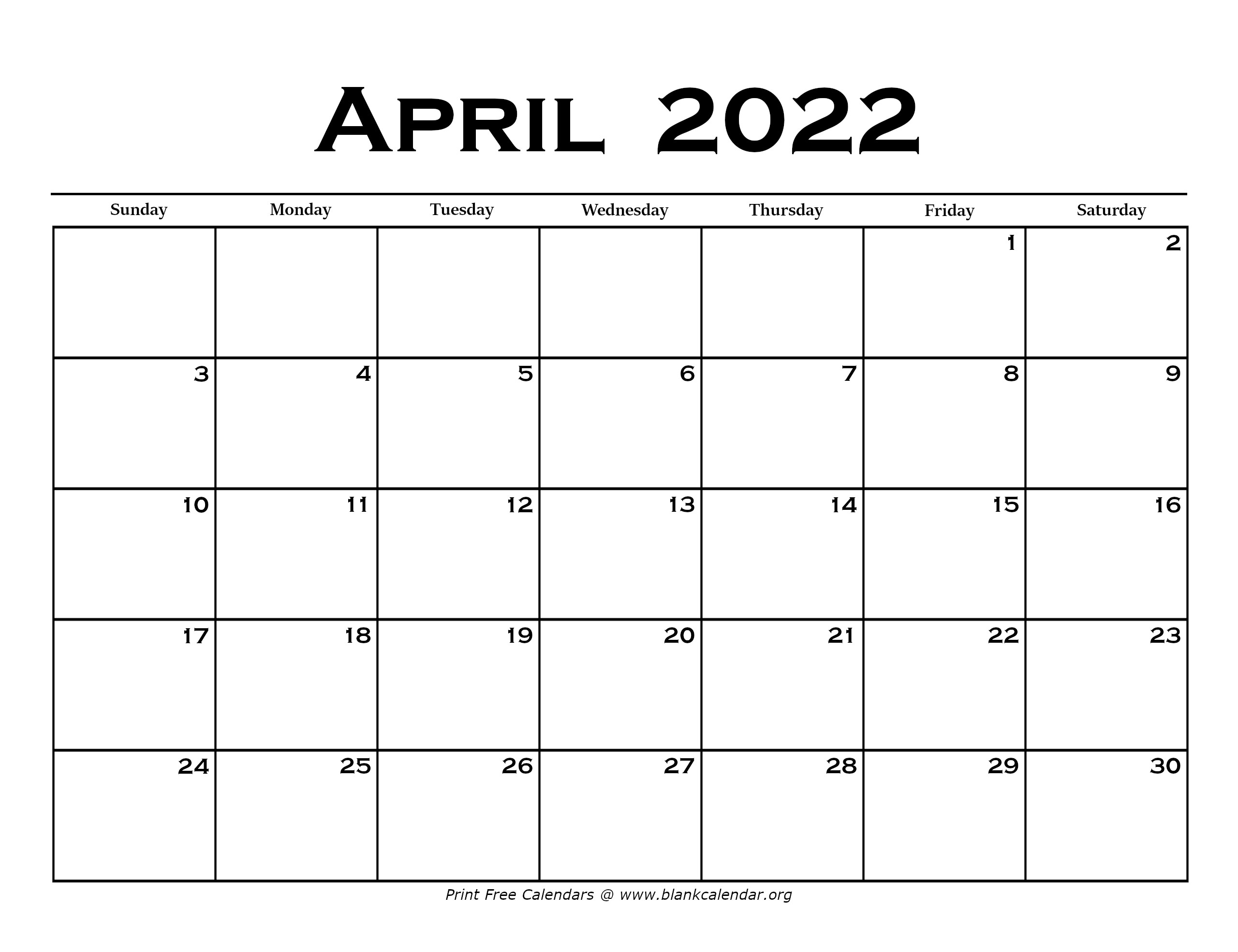 Printable April Calendars Blank Calendar