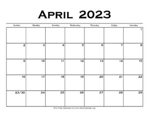 April 2023 Calendar