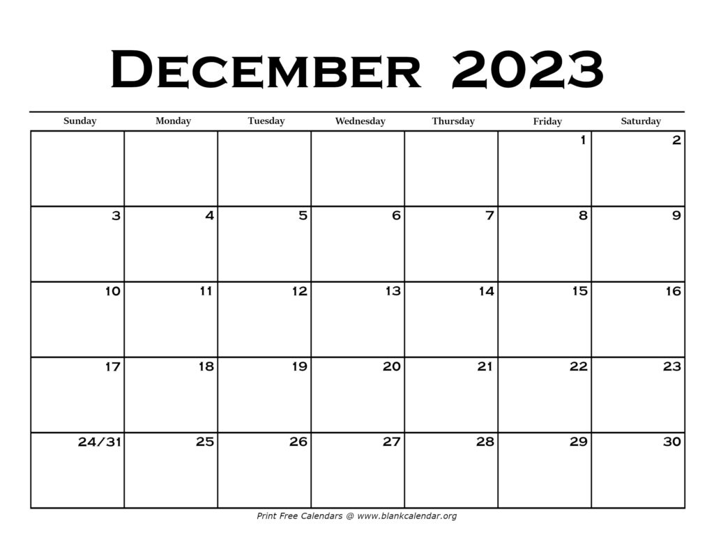 December 2023 Calendar