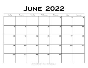 June 2022 Calendar