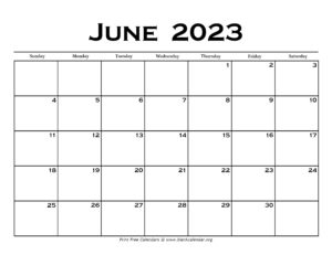 June 2023 Calendar