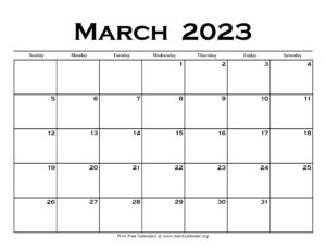 March 2023 Calendar