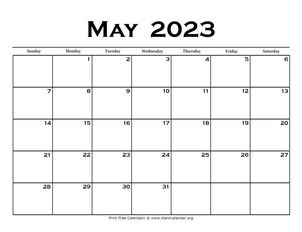 May 2023 Calendar