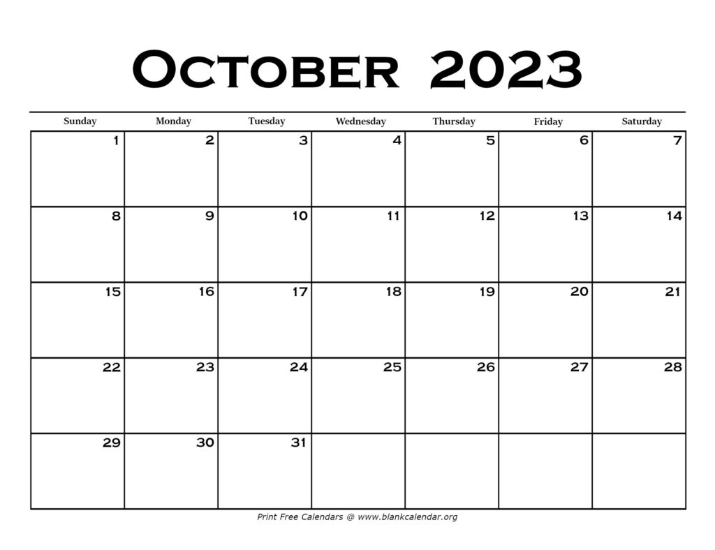 October 2023 Calendar