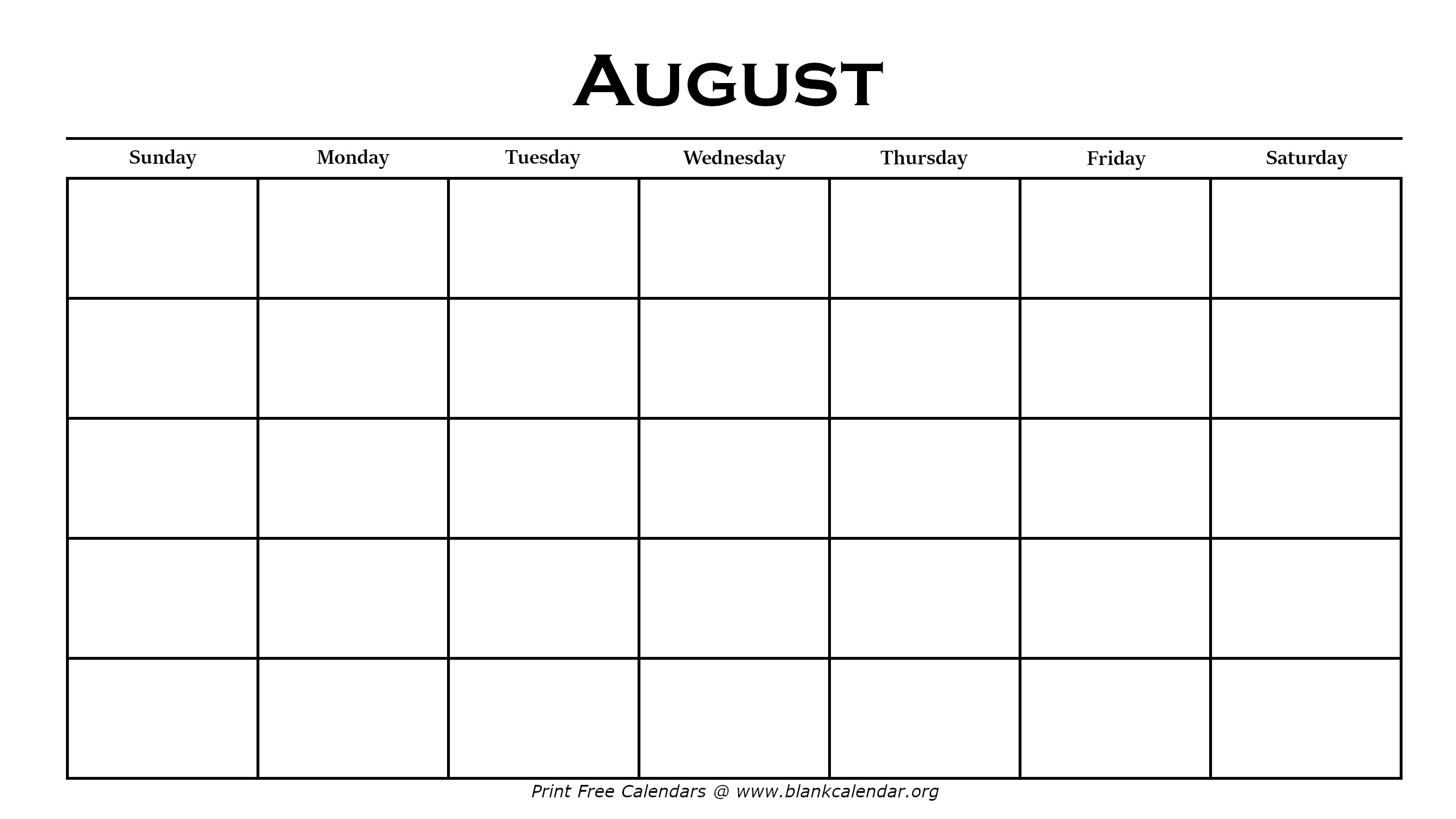 Printable August Calendars Blank Calendar