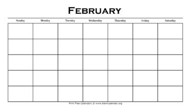 Printable February Calendar