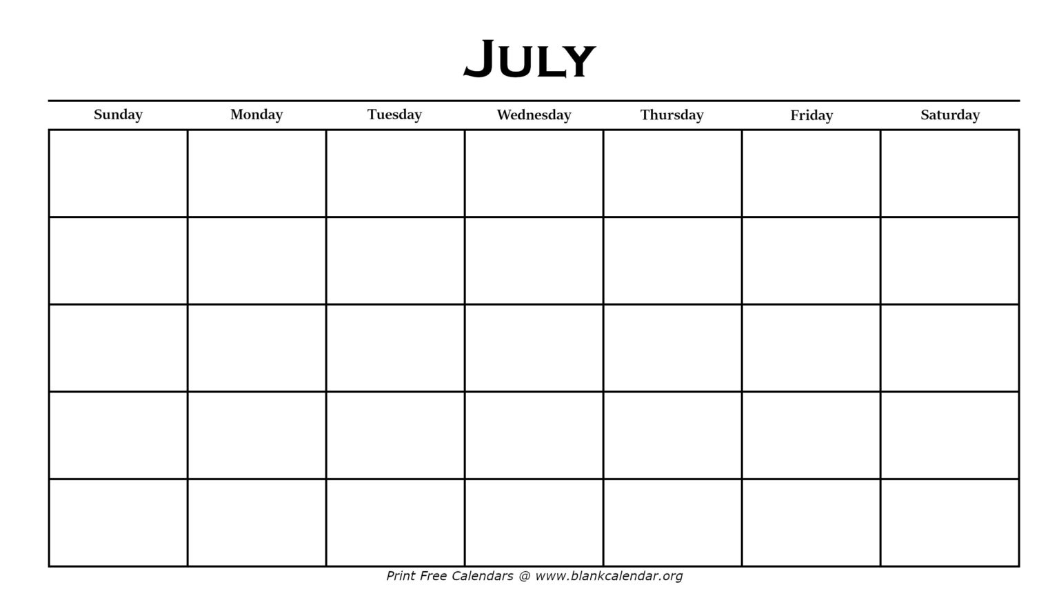Printable July Calendars Blank Calendar
