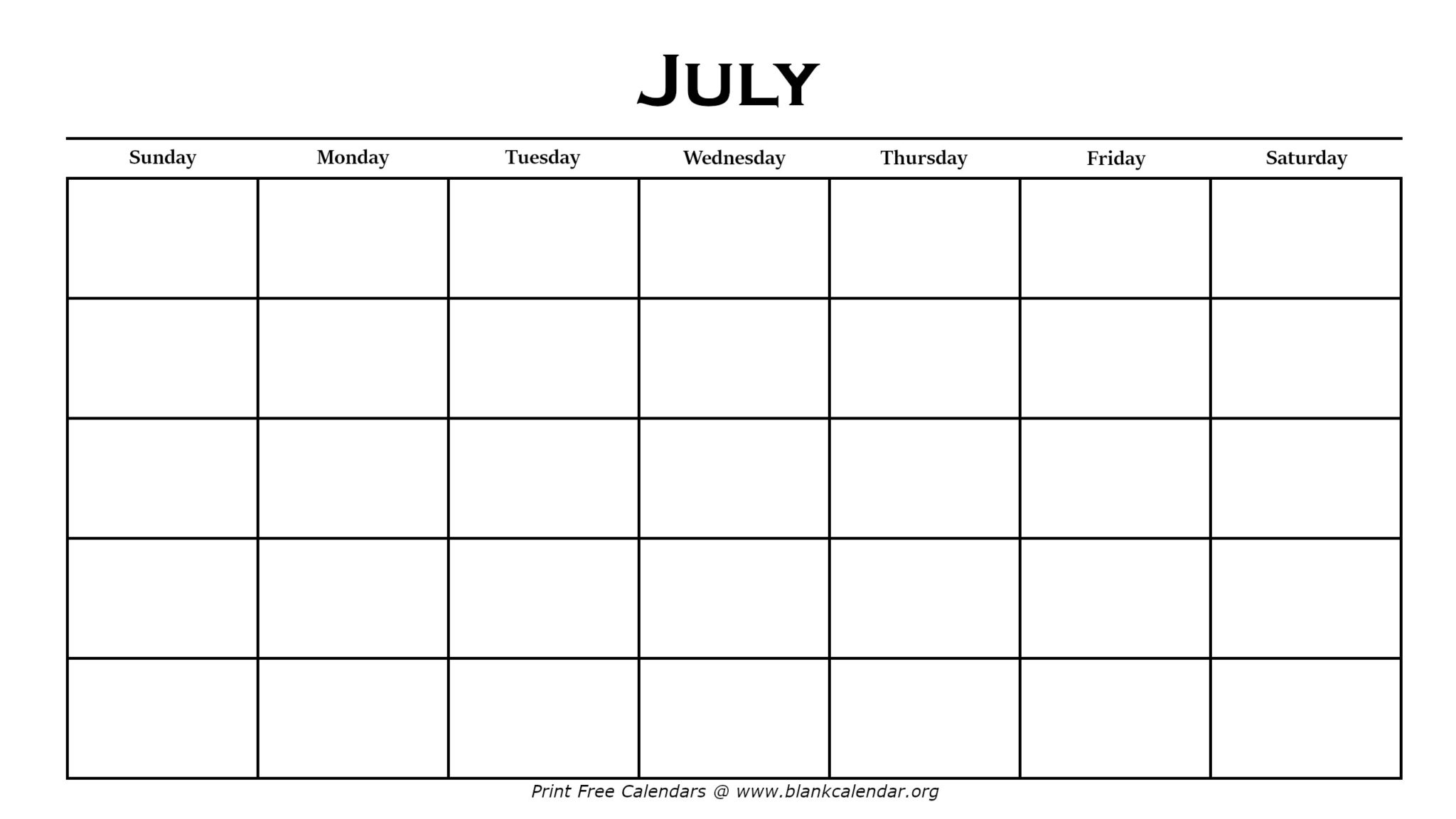Printable July Calendars Blank Calendar