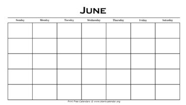 Printable June Calendar