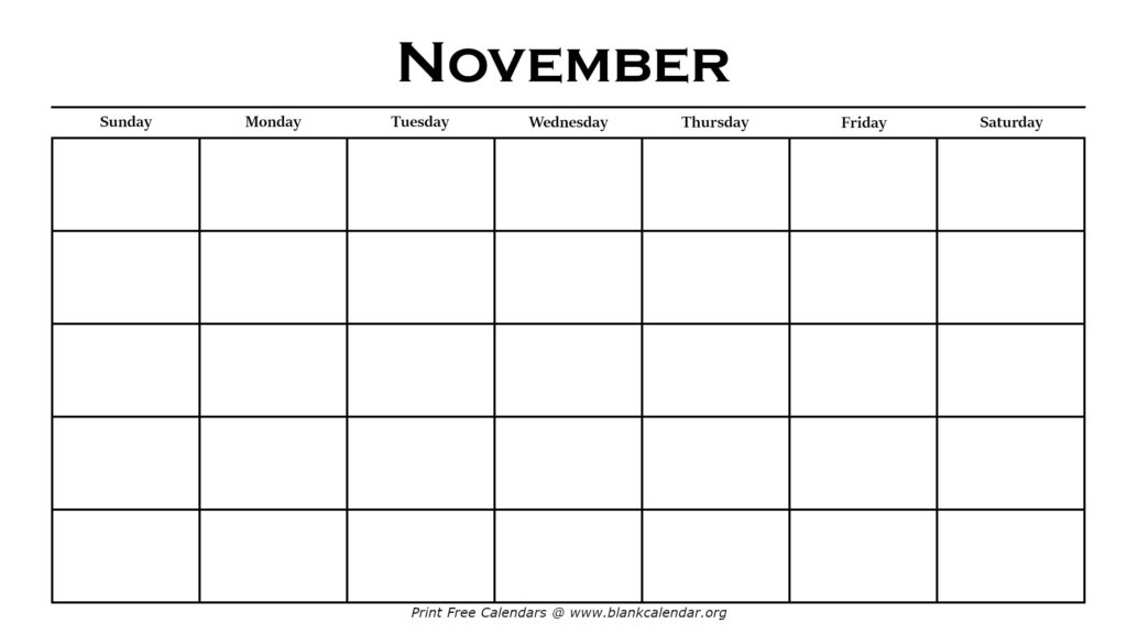 Printable November Calendars Blank Calendar