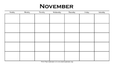 Printable November Calendar