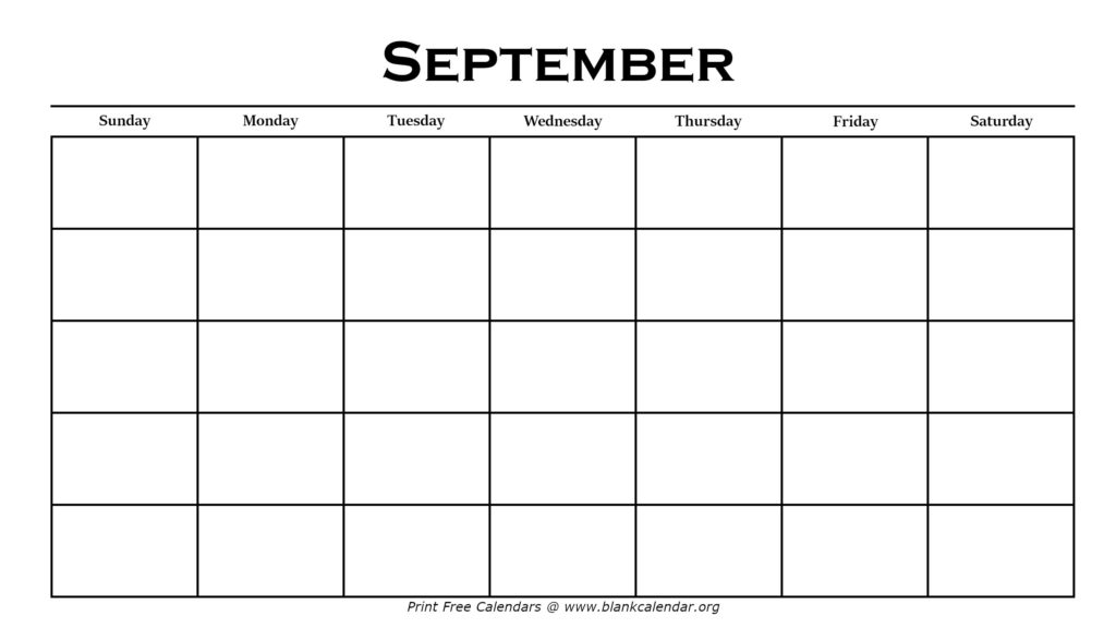 Printable september calendars blank calendar