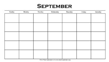 Printable September Calendar