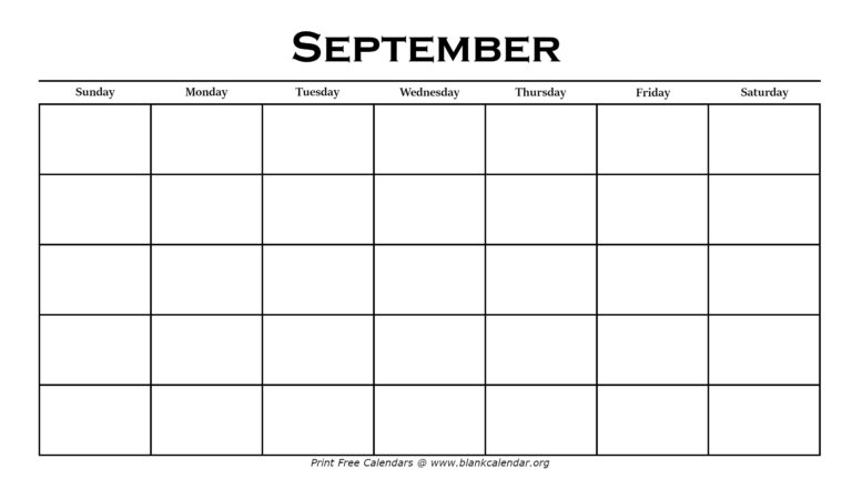 Printable September Calendars Blank Calendar Printable September Calendars Blank Calendar