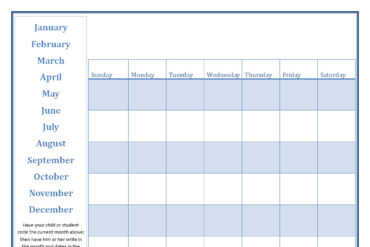 Blank Preschool Calendar